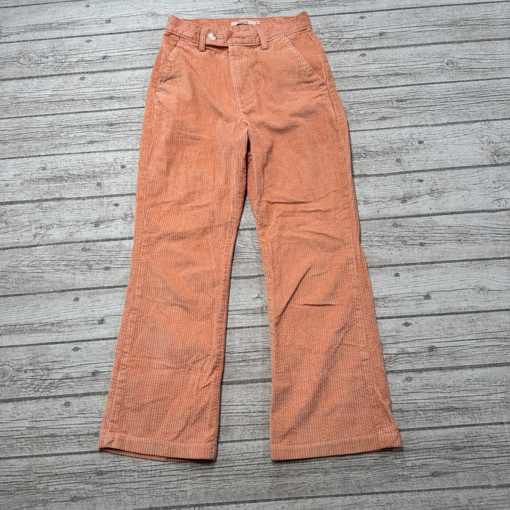 Levi's Premium Pants Women's 25 Orange Corduroy High Rise Math Club Flare Retro